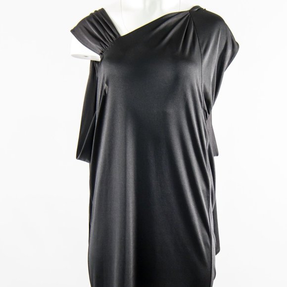HALSTON HERITAGE Cocktail Black Dress Draped Small 6 NEW - Picture 2 of 5